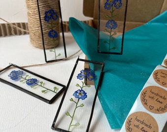 Tiny Forget Me Not Flowers Mini Decoration,  Individually Hand Painted