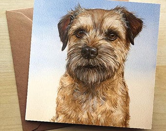 Border Terrier Card, Dog Birthday Card, Border Terrier Greetings Card, Terriers, Small Dogs Birthday Card