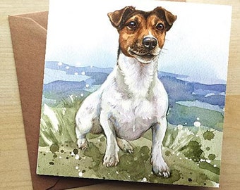 Jack Russell Card, Blank Inside, Dog Art Card