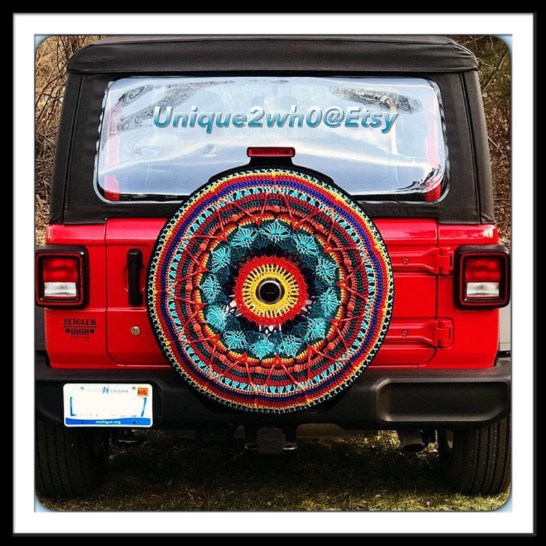 Custom Flower Burst Crochet Tire Cover Jeepcrvfjcruiserrav4 Etsy