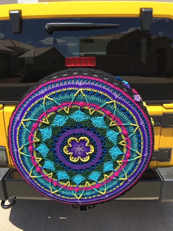 Custom Flower Burst Crochet Tire Cover Jeepcrvfjcruiserrav4 Etsy