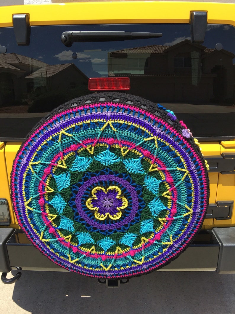 Custom Flower Burst Crochet Tire Cover Etsy