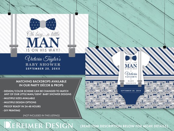 Baptism Invitation Little Man Baby Dedication Baby Boy Blue Etsy