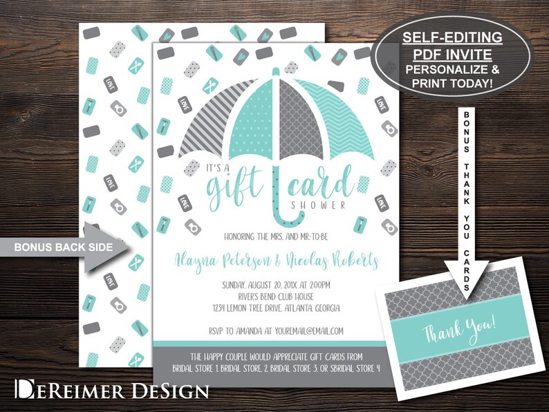 Gift Card Shower Invitation Wedding Bridal Image 0