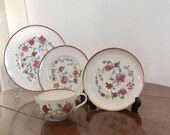 Royal Worcester Astley Pattern, Cup, Saucer, 6 quot 8 quot Side Plates. (Dr. Wall - Reproduced.) Set no. 1.