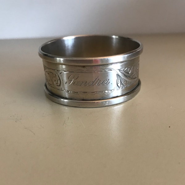 Vintage Sterling Silver Monogram Napkin Ring Birmingham 1947.
