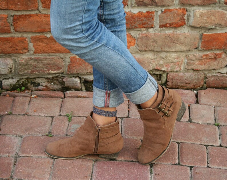 Anklet lace bracelet blue jeans lace anklet gifts for her Etsy