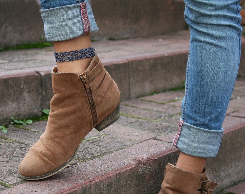 Anklet lace bracelet blue jeans lace anklet gifts for her Etsy