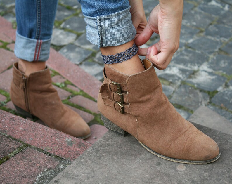 Anklet lace bracelet blue jeans lace anklet gifts for her Etsy