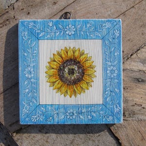 Wanddecoratie, houten wanddecor, rustiek decor, kunst aan de muur, zonnebloem, wandkleden, grenenhout, housewarming, vintage, keuken, gratis verzending