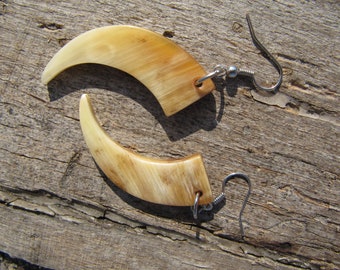 Horn earrings, Ox horn earrings, Women, Girls, Natural horn, Handmade, Gift, Free shipping