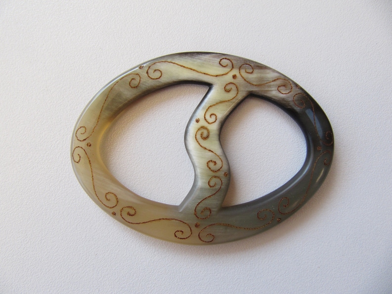 Ox Horn Shawl Ring Shawl Pin Natural Horn Shawl Holder FREE SHIPPING WORLDWIDE Pyrography Shawl Pin Brooch Shawl Bastian Accessories