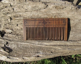 Hair comb, Wooden hair comb, Large comb, Walnut, Free shipping, Gift, Unisex, Man, Woman, Pyrography, Eco friendly, Handmade accessories