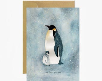 Card, greeting card, best dad, father day, I love you, stationery, happy, blue, little gift, Message, Penguin, Día de padres, Dzień Ojca