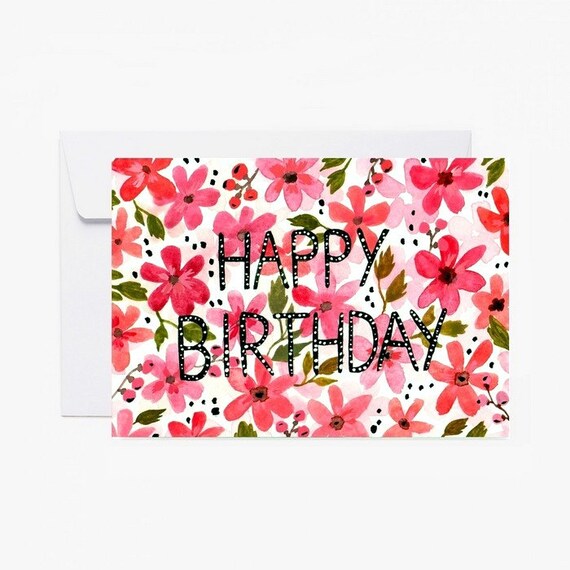 Card Greeting Card Happy Birthday Stationery Carte De Vœux Anniversaire Fête Carte Postale Fleurs Livraison Gratuite France