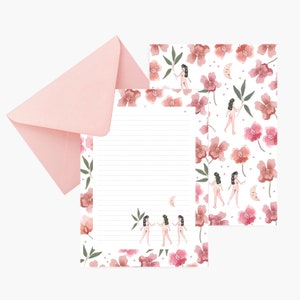 Letter set, letter writing set, watercolor, flowers, botanical, stationery, papel de carta, papergoods, carta da lettere, feminism