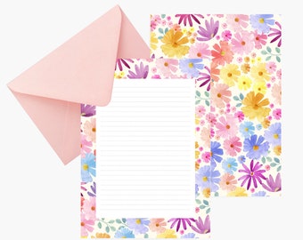 Regenboog schrijfpapier, papierset, briefpapier, verjaardag, botanisch, correspondentie, aquarel, vrijheid, illustratie, cadeau