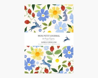 Notebook Rabbit, vintage, journal, diary, gift, floral, A6, handmade, stationery, botanical, back to school, Tagebuch, Notizbuch, cuaderno