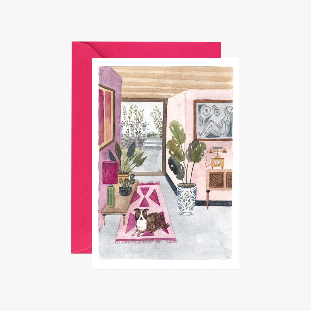 Card Dog Vintage Stationery Greeting Card Floral Etsy