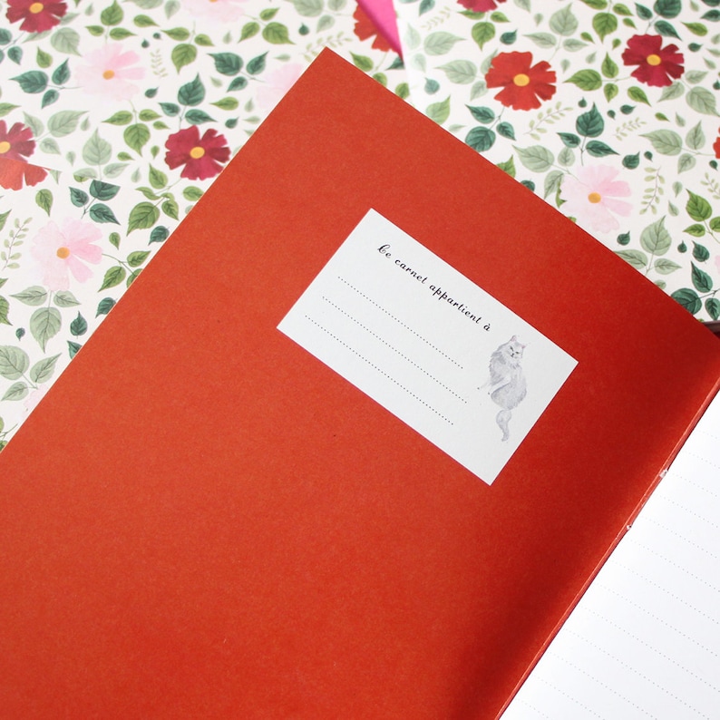 Notebook fleurs rouges, A6, cahier, carnet de note, petit cahier, carnet ligné, liberty, cadeau d'anniversaire, papeterie fleurie, noël image 4