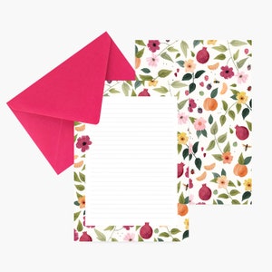 Carta da lettere Clementine, set di carta, cancelleria, compleanno, botanica, corrispondenza, acquerello, libertà, illustrazione, regalo