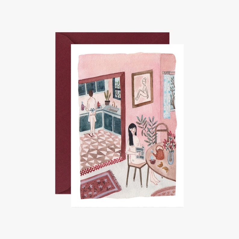vintage Card feminist illustration Stationery art work greeting card love papergoods carta postal postcard illustration