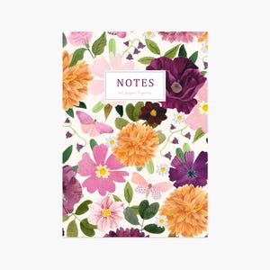 Notebook A5 flowers, vintage, journal, diary, gift, handmade, stationery, botanical, back to school, Tagebuch, Notizbuch, cuaderno