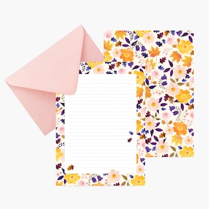 Papelería de otoño, juego de papel, flores, papelería, cumpleaños, correspondencia, acuarela, ilustración, pequeño regalo, Navidad