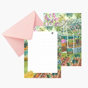 Kas briefpapier, papierset, briefpapier, verjaardag, botanisch, correspondentie, aquarel, illustratie, cadeau, kat