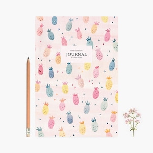 Journal, Pineapple, pastel,  Notebook, diary, spring, floral, A5,stationery, papergoods, diary, notes, little gift, school notebook