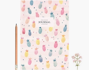 Journal, Pineapple, pastel,  Notebook, diary, spring, floral, A5,stationery, papergoods, diary, notes, little gift, school notebook