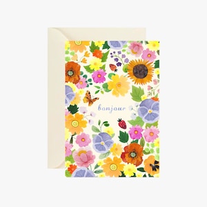 Cartes fantaisie, lot de 5 cartes carte postale, carte motif fleur, carte de vœux, célébration, carte à message, anniversaire, aquarelle image 3
