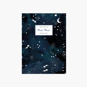 Notebook, journal, diary, gift, stars, moon, magic, constellation,A6, handmade, stationery, carnet,stars pattern, sky, Tagebuch, Notizbuch