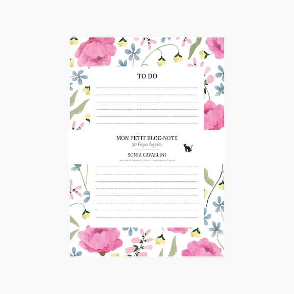 Notepad Roses, to do list, stationery, 10,3x14,8cm, ligned to do list, paper pad, Notizblock, taccuino, little gift, christmas