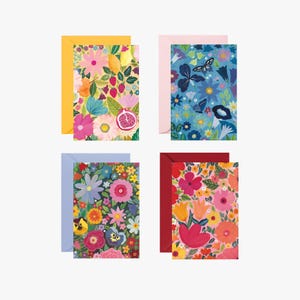 Postal de flores, juego de tarjetas de felicitación, ilustración de decoración, dibujo, acuarela, papelería elegante