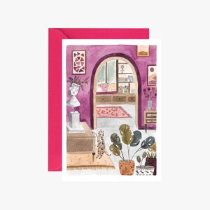 Grußkarte, Illustration, Aquarell, Blumenkarte, Katze, Dekoration, Umschlag, Postkarte, Nachrichtenkarte, kostenlose Lieferung Frankreich