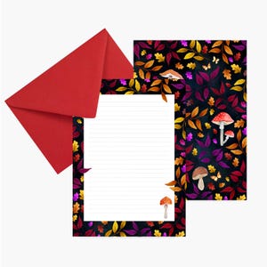Pilz Briefpapier, Papierset, Blumen, Briefpapier, Geburtstag, Herbst, Korrespondenz, Aquarell, Illustration, Geschenk, Weihnachten
