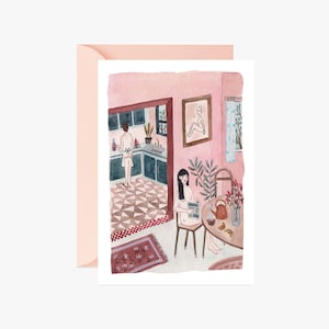 Card, postcard, vintage, Stationery, greeting card, love, feminist illustration, papergoods, art work, illustration, carta postal