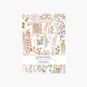 Notebook, journal, diary, flowers pattern, floral, A6, stationery, english pattern, gift, Tagebuch, watercolor, little notebook, cute