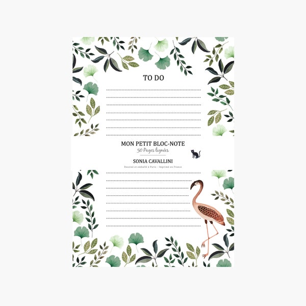 Notepad flamingo, to do list, stationery, 10,3x14,8cm, ligned to do list, paper pad, Notizblock, taccuino, little gift, christmas