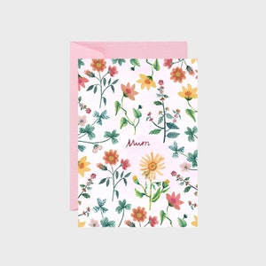 Carte de vœux, carte à message, carte fête des mères, fleurs, je t'aime, maman, vintage, rose, cadeau, papeterie, livraison gratuite france