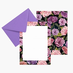 Papel de carta con claveles, juego de papeles, papelería, cumpleaños, botánico, correspondencia, acuarela, libertad, ilustración, regalo de Navidad