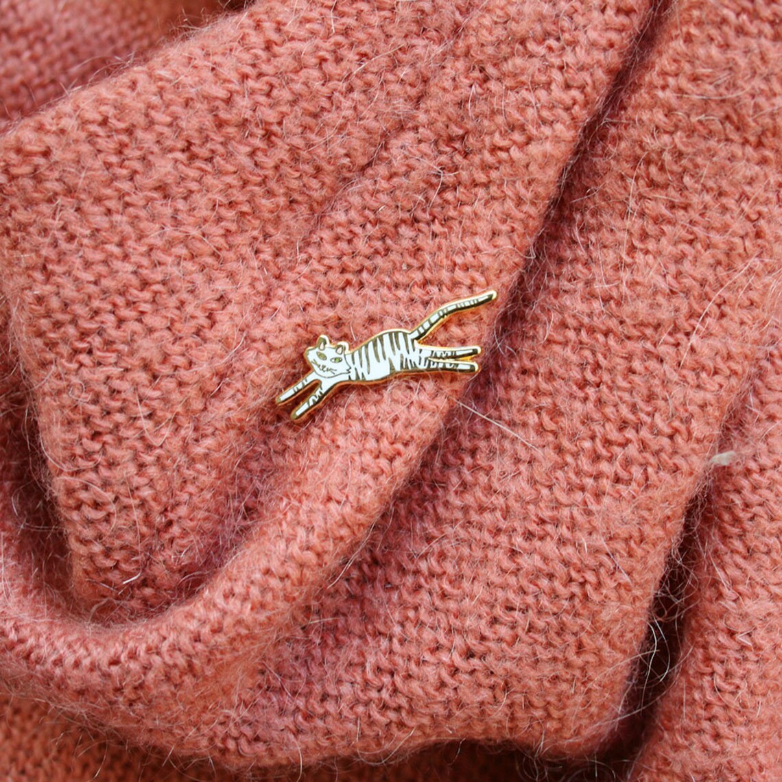 Enamel Pins Tiger Gold Metal Animal Gold Brooch | Etsy