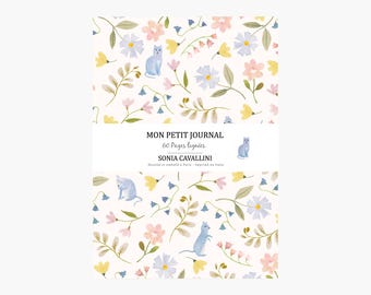 Notebook cats, vintage, journal, diary, gift, floral, A6, handmade, stationery, botanical, back to school, Tagebuch, Notizbuch, cuaderno