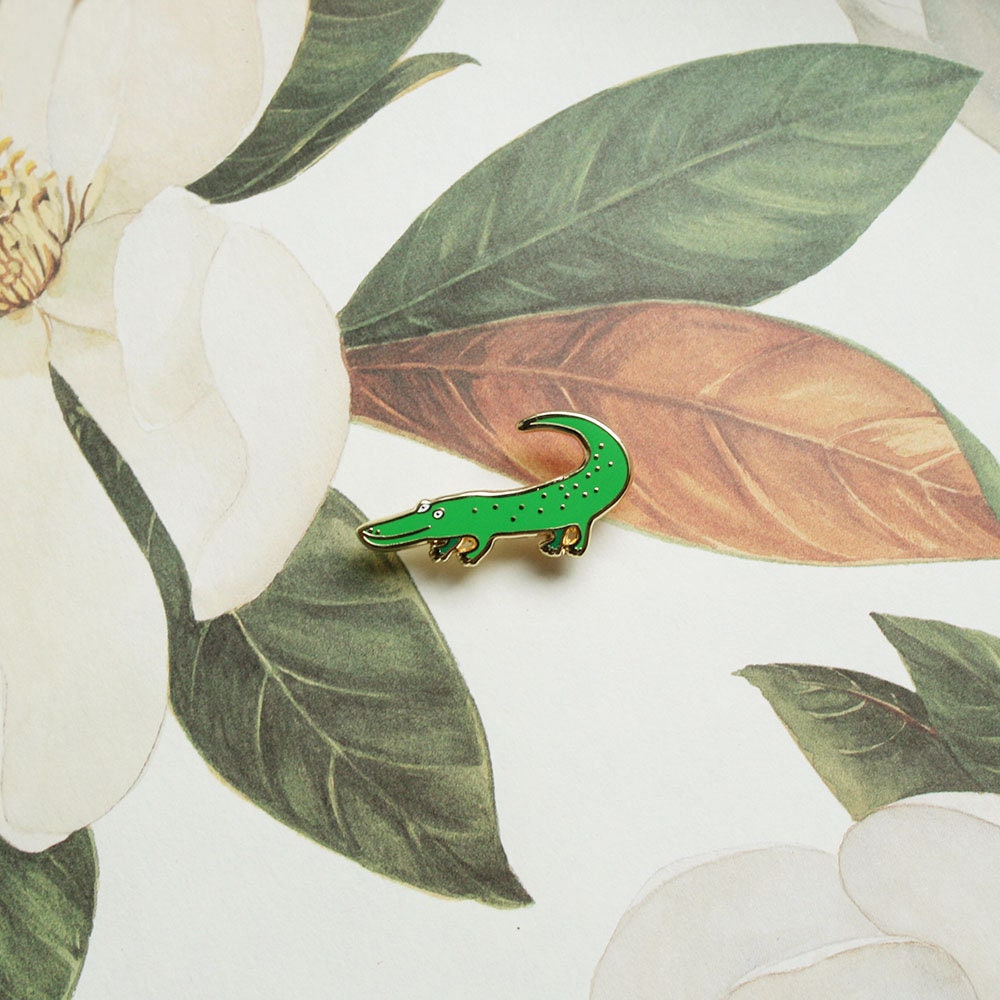 Enamel Pins Crocodile Gold Metal Animal Gold Brooch Etsy