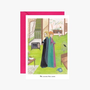 postcard, bewitched, bewitched fan art, home decor, children room, vintage witch, christmas gift, postcard, greeting card