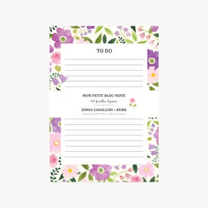 Blocco note a fiori, blocco note a righe, lista delle cose da fare, organizzazione, cancelleria, lista della spesa, organizer, regalo di Natale, compleanno