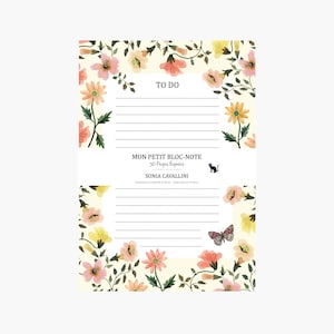 Blocco note fiori e farfalle, blocco note a righe, lista cose da fare, organizzazione, piccolo regalo, cancelleria, 10,3x14,8 cm, regalo di Natale, compleanno
