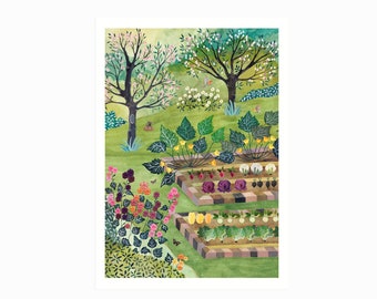 Affiche printemps, Impression, décoration maison, 21x29,7 cm, illustration, peinture, aquarelle, potager, nature, petit cadeau