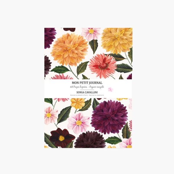 Notizbuch Notizbuch, Illustration aquarell dahlia, Ligné A6, Tagebuch, Geburtstagsgeschenk, Weihnachtsgeschenk, blühendes Motiv